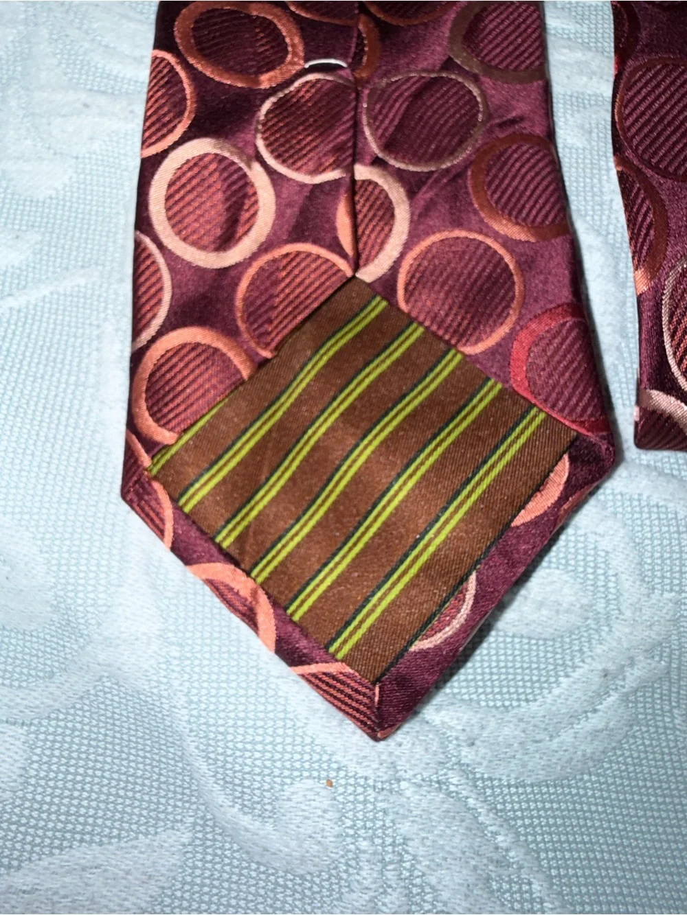 BCBG Burgundy Tie with Copper Circle Pattern